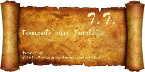 Tomcsányi Teréz névjegykártya